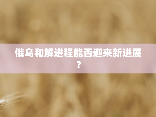 俄乌和解进程能否迎来新进展？