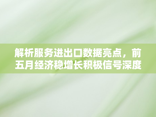 解析服务进出口数据亮点，前五月经济稳增长积极信号深度解读