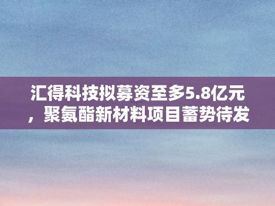 汇得科技拟募资至多5.8亿元	，聚氨酯新材料项目蓄势待发