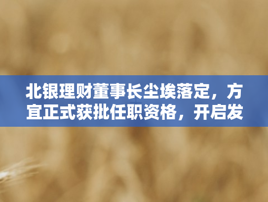 北银理财董事长尘埃落定，方宜正式获批任职资格，开启发展新篇章