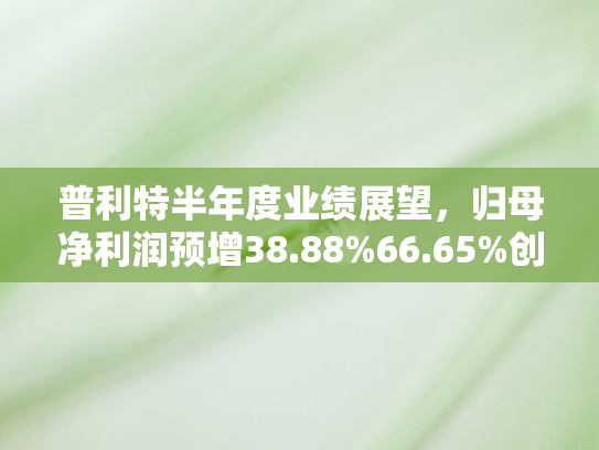 普利特半年度业绩展望，归母净利润预增38.88%66.65%创新驱动与市场拓展双轮发力