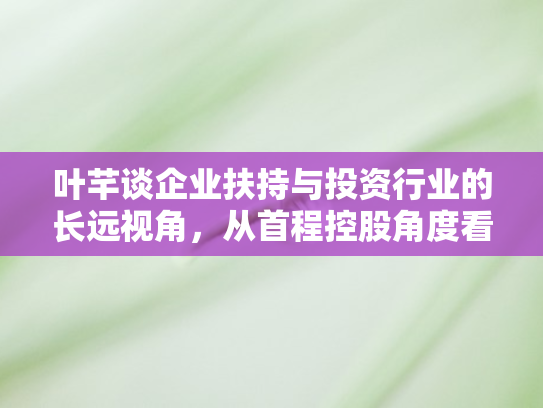 叶芊谈企业扶持与投资行业的长远视角	，从首程控股角度看战略长链战略投资视野的新探索