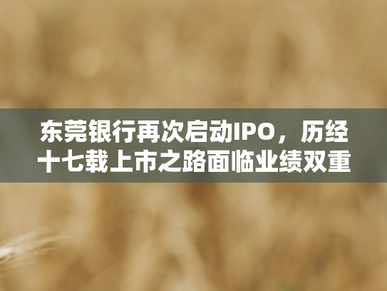 东莞银行再次启动IPO，历经十七载上市之路面临业绩双重挑战
