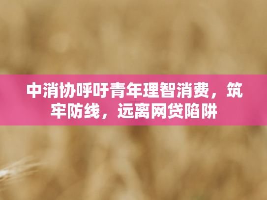 中消协呼吁青年理智消费，筑牢防线，远离网贷陷阱