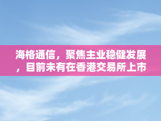 海格通信，聚焦主业稳健发展	，目前未有在香港交易所上市的计划安排