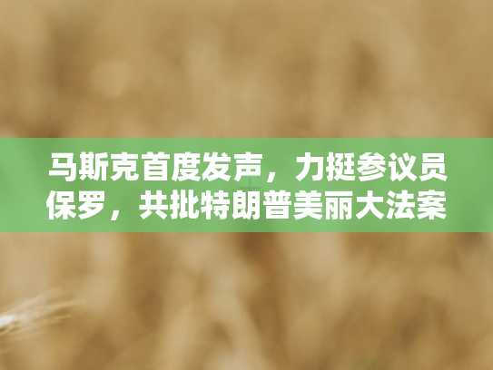 马斯克首度发声	，力挺参议员保罗，共批特朗普美丽大法案