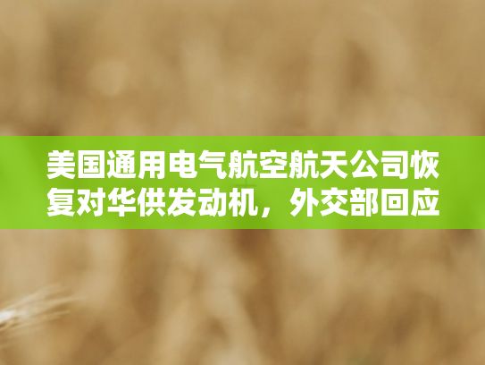 美国通用电气航空航天公司恢复对华供发动机	，外交部回应彰显开放合作态度
