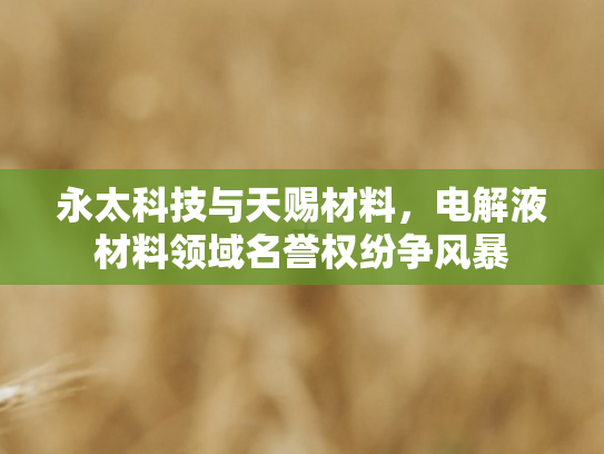 永太科技与天赐材料	，电解液材料领域名誉权纷争风暴