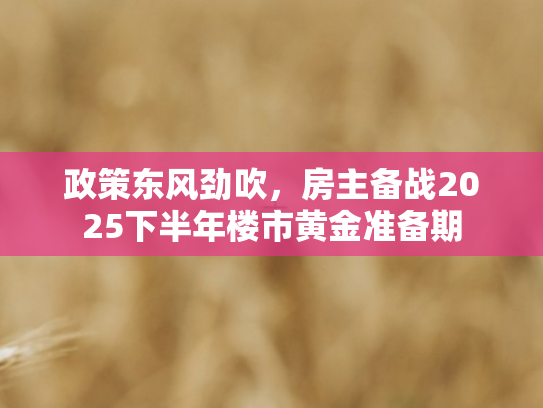 政策东风劲吹	，房主备战2025下半年楼市黄金准备期