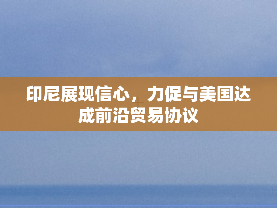印尼展现信心，力促与美国达成前沿贸易协议