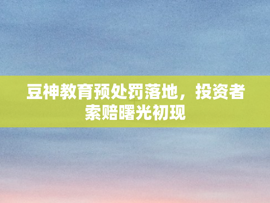 豆神教育预处罚落地，投资者索赔曙光初现