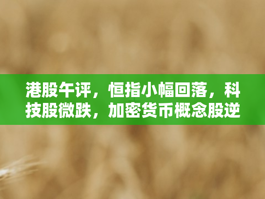 港股午评，恒指小幅回落	，科技股微跌，加密货币概念股逆势上扬，小鹏汽车重挫