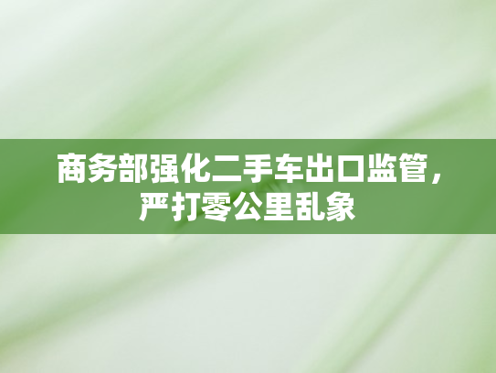 商务部强化二手车出口监管，严打零公里乱象