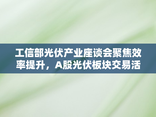 工信部光伏产业座谈会聚焦效率提升，A股光伏板块交易活跃