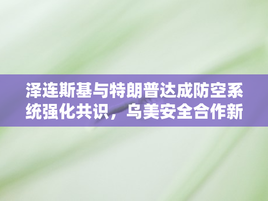 泽连斯基与特朗普达成防空系统强化共识	，乌美安全合作新动向