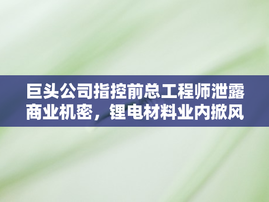 巨头公司指控前总工程师泄露商业机密，锂电材料业内掀风波	，高额索赔引发商业争端新篇章