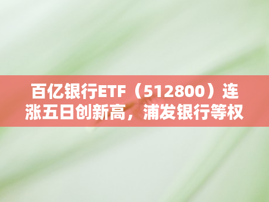 百亿银行ETF（512800）连涨五日创新高，浦发银行等权重股领涨彰显行业韧性