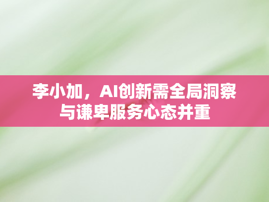 李小加	，AI创新需全局洞察与谦卑服务心态并重
