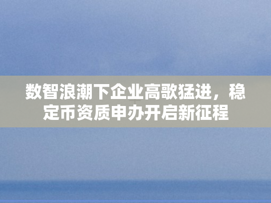 数智浪潮下企业高歌猛进，稳定币资质申办开启新征程
