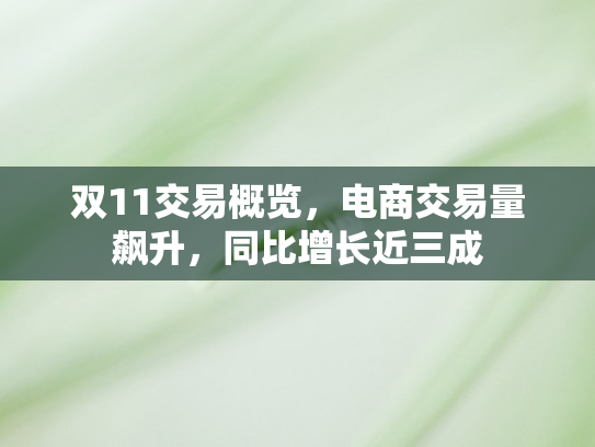双11交易概览	，电商交易量飙升，同比增长近三成