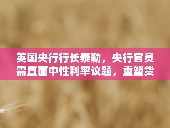 英国央行行长泰勒，央行官员需直面中性利率议题，重塑货币政策新框架