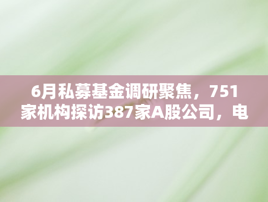 6月私募基金调研聚焦，751家机构探访387家A股公司，电子与医药生物行业成热点