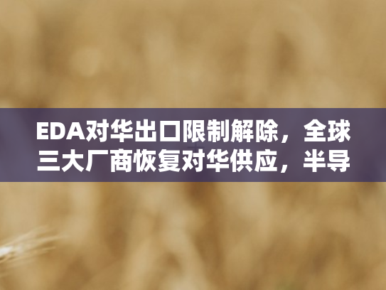 EDA对华出口限制解除，全球三大厂商恢复对华供应	，半导体产业迎来新契机