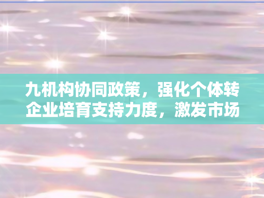 九机构协同政策	，强化个体转企业培育支持力度，激发市场新活力