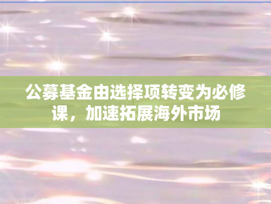 公募基金由选择项转变为必修课，加速拓展海外市场