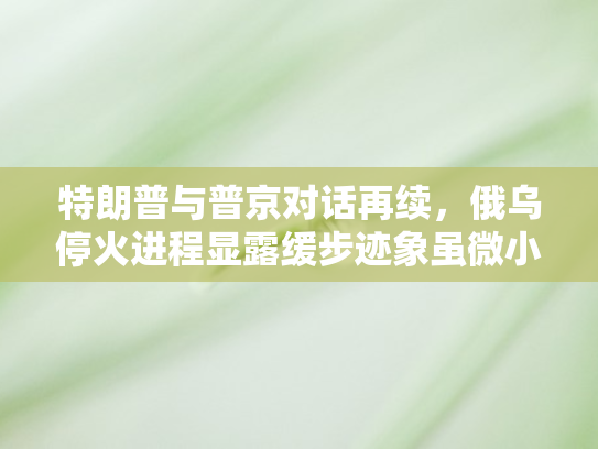 特朗普与普京对话再续，俄乌停火进程显露缓步迹象虽微小