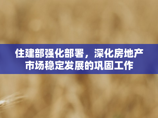 住建部强化部署，深化房地产市场稳定发展的巩固工作