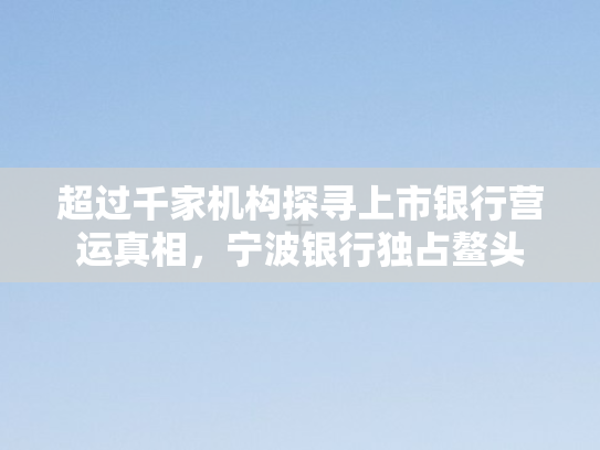 超过千家机构探寻上市银行营运真相，宁波银行独占鳌头