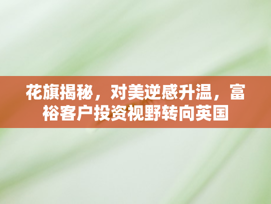 花旗揭秘，对美逆感升温	，富裕客户投资视野转向英国