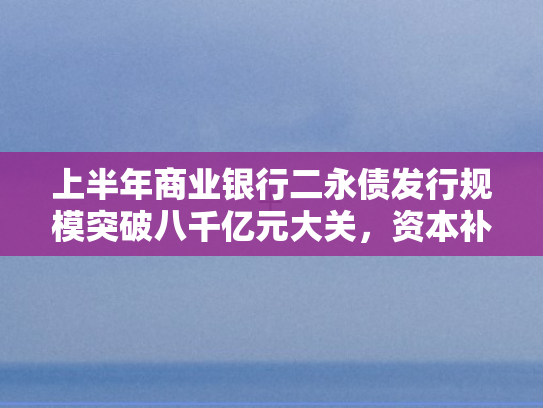 上半年商业银行二永债发行规模突破八千亿元大关	，资本补充与市场格局深度解析