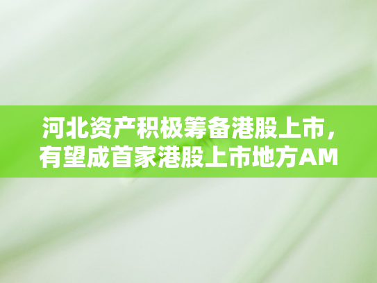 河北资产积极筹备港股上市，有望成首家港股上市地方AMC
